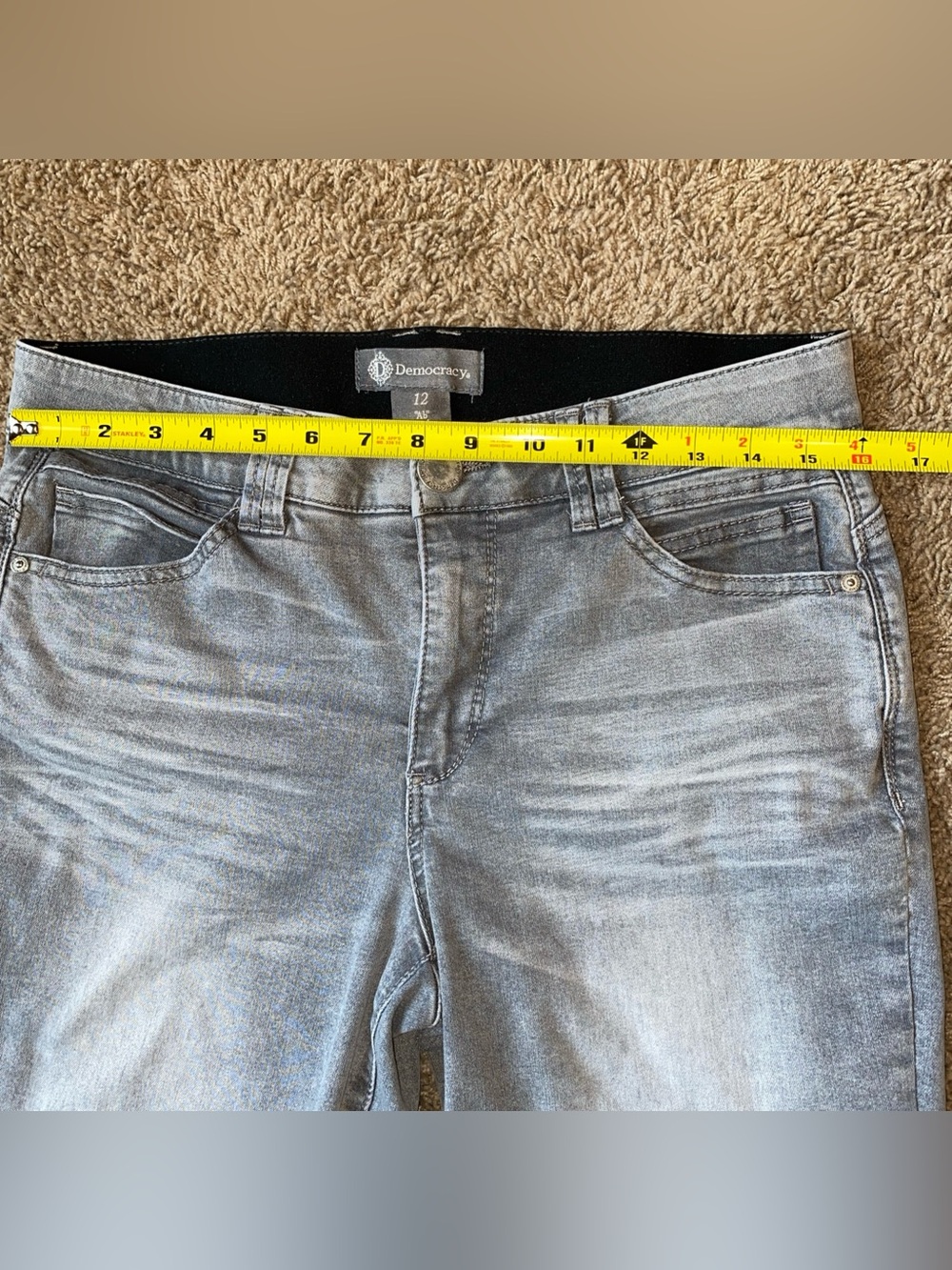 Democracy Jeans Womens 12 Gray Ab Technology Straight Stretch Denim Pants Casual - Picture 4 of 8